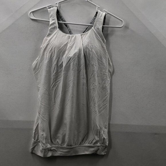 LULULEMON athletica womens white sleeveless built in bra athletic tank top 4 - Picture 1 of 6